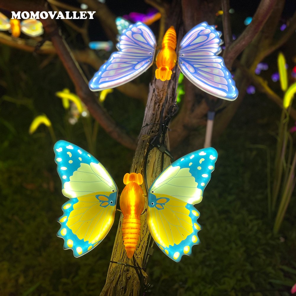 Outdoor Park Landscape Dynamics Decorations Animated Wings Led Moving Butterfly Flapping Decorative Lights for Christmas