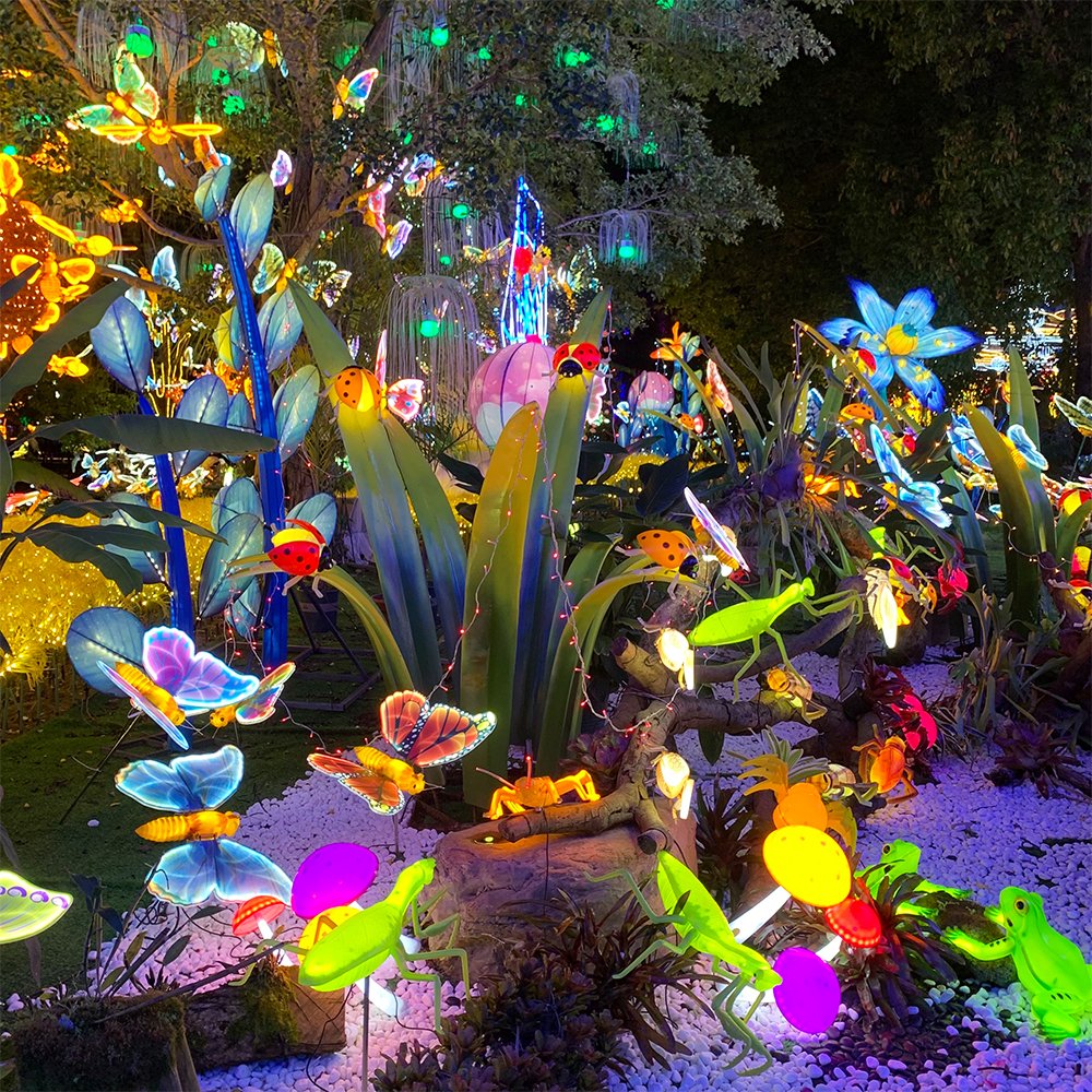 Outdoor Park Landscape Dynamics Decorations Animated Wings Led Moving Butterfly Flapping Decorative Lights for Christmas