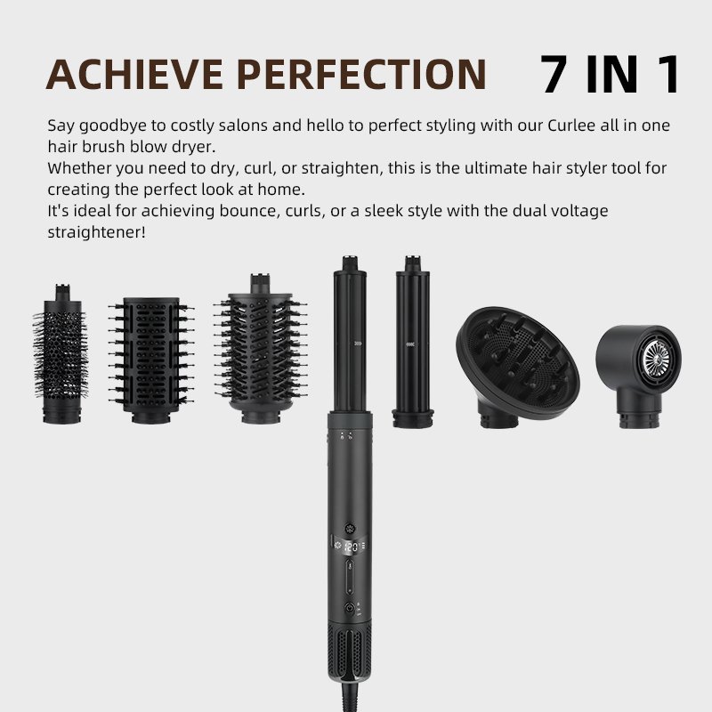 Factory Customization Hot Air Styling Brush Faster Drying Hair Dryer 7 in 1 High Speed Hair Dryer Auto Air Curler Set
