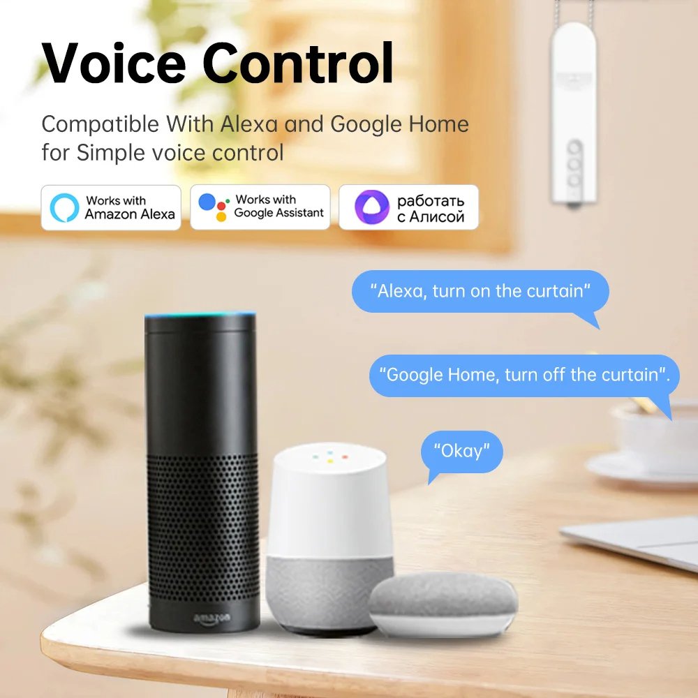 Tuya App Controlled Auto Curtain Opener Smart Electric Motor Curtains Accessory Smart Blinds Motor