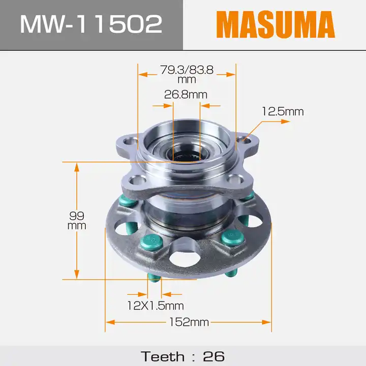 MW-11502 MASUMA Car Parts Auto Front Rear Left Right Wheel Hub Bearing 90080-37030 Auto Bearing 50*86*55mm Car Wheel Hun Unit