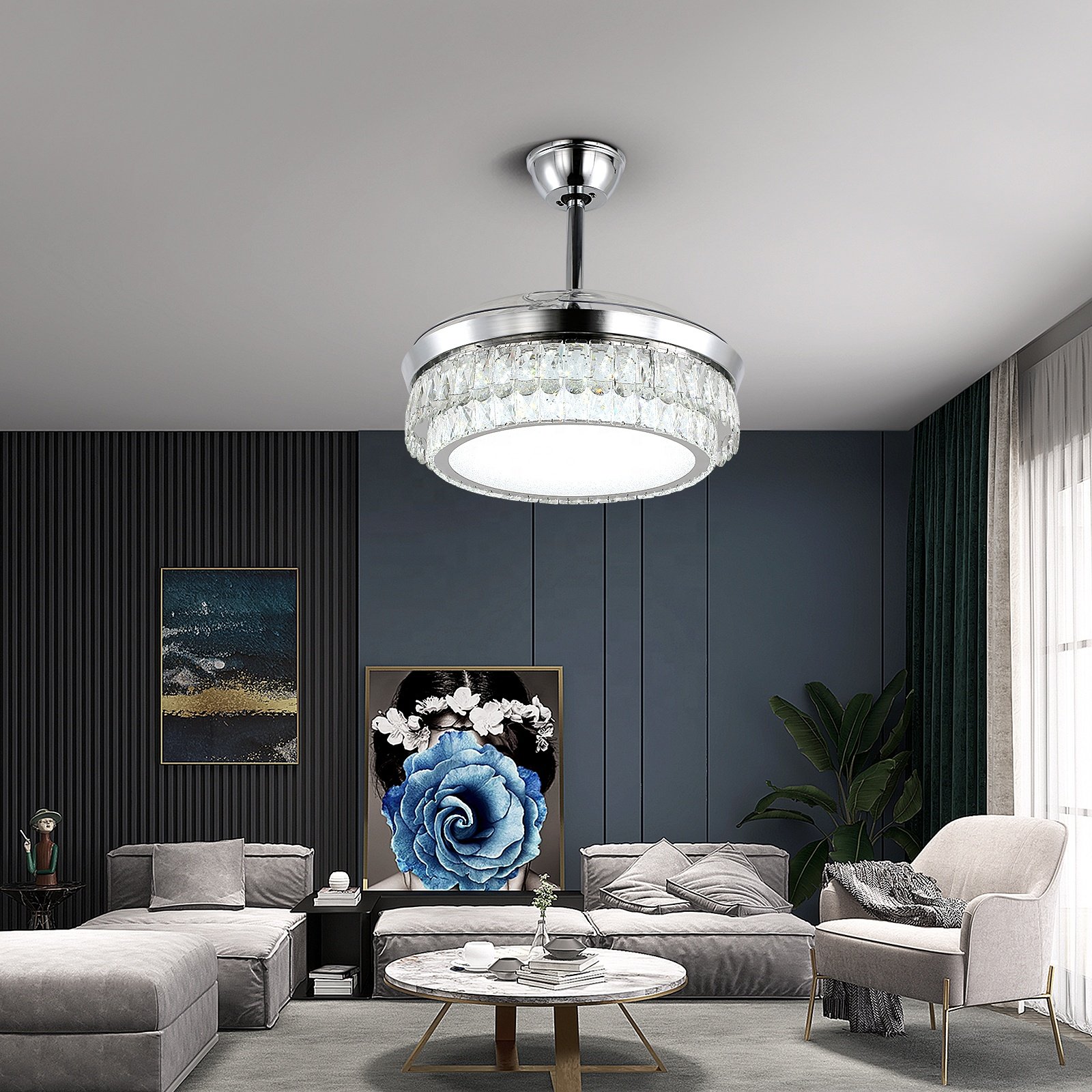 Usa Free Shipping Simple Modern with Remote Control Ceiling Fans with Lights for Bedroom