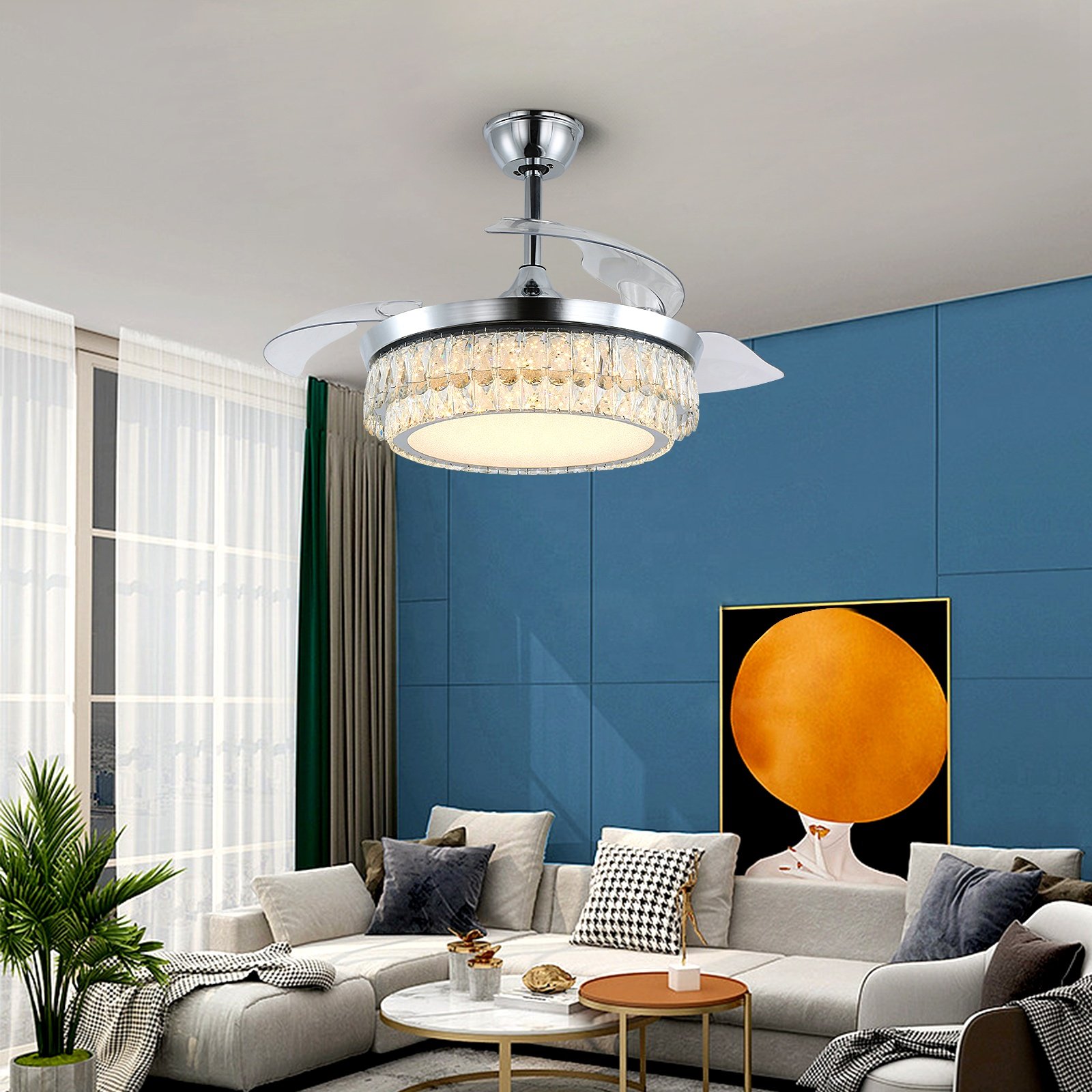 Usa Free Shipping Simple Modern with Remote Control Ceiling Fans with Lights for Bedroom