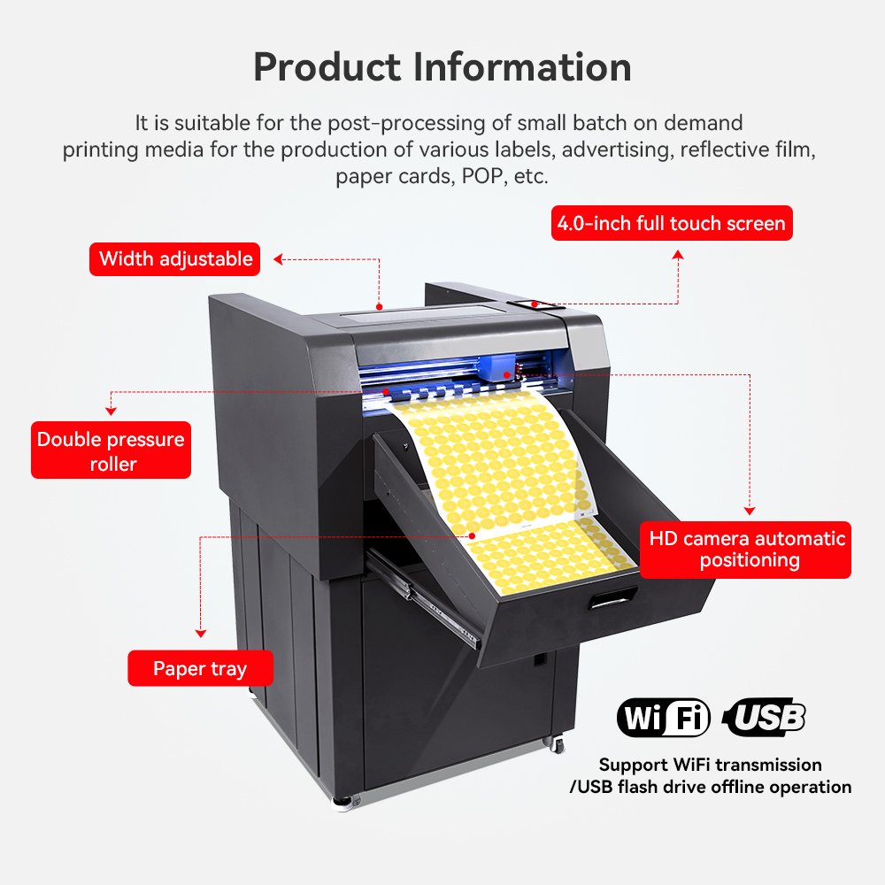 2025 Newest Vacuum Adsorption 1000 Sheets Automatic Feeding Sheet Label Cutter With Servo Motor CCD Camera Position