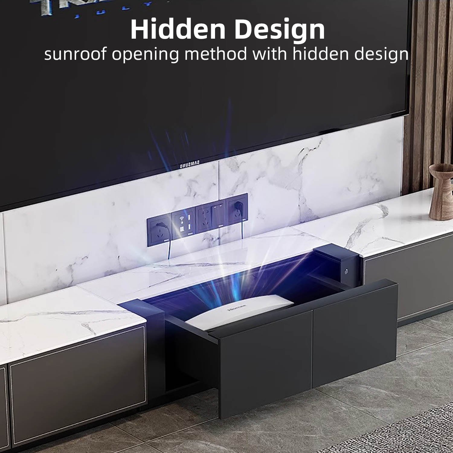 Yinzam Smart Electric UST Laser Projector TV Cabinet with Drawers for Home Theater Intelligent Projector TV Lift Floor Bracket