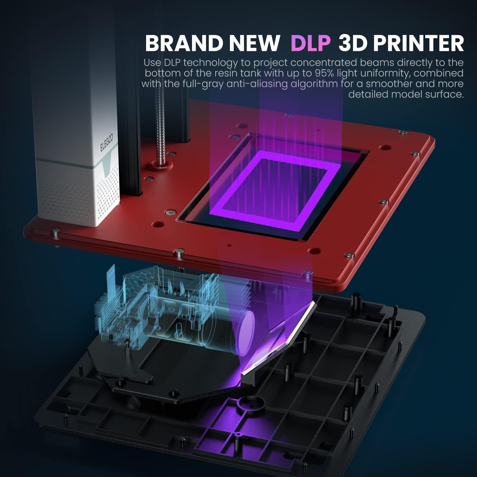 New Arrival ELEGOO Mars 4 DLP with 20000+ Hours Service Life, and Ultra-Low Operating Power Ultra-Quiet Printing