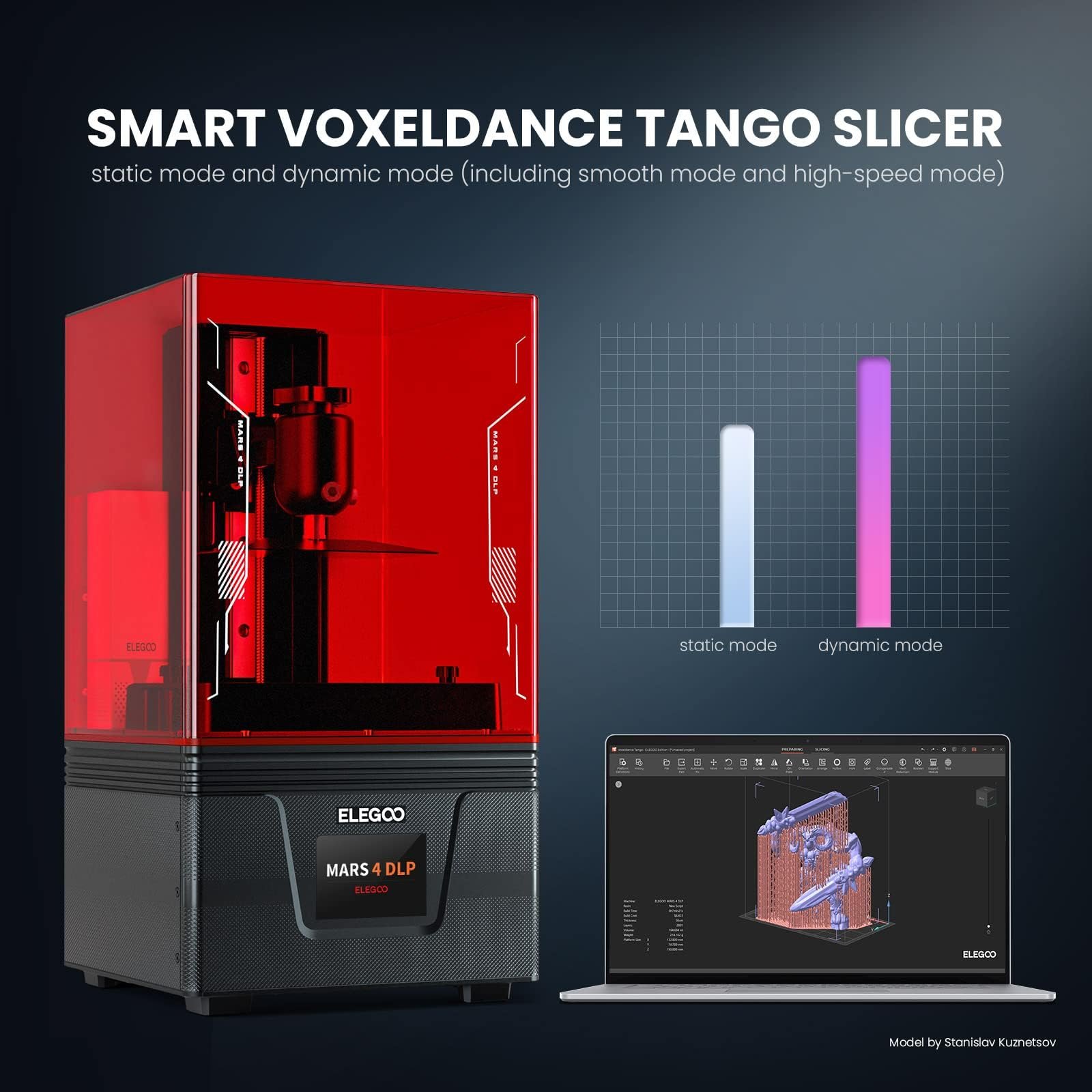 New Arrival ELEGOO Mars 4 DLP with 20000+ Hours Service Life, and Ultra-Low Operating Power Ultra-Quiet Printing