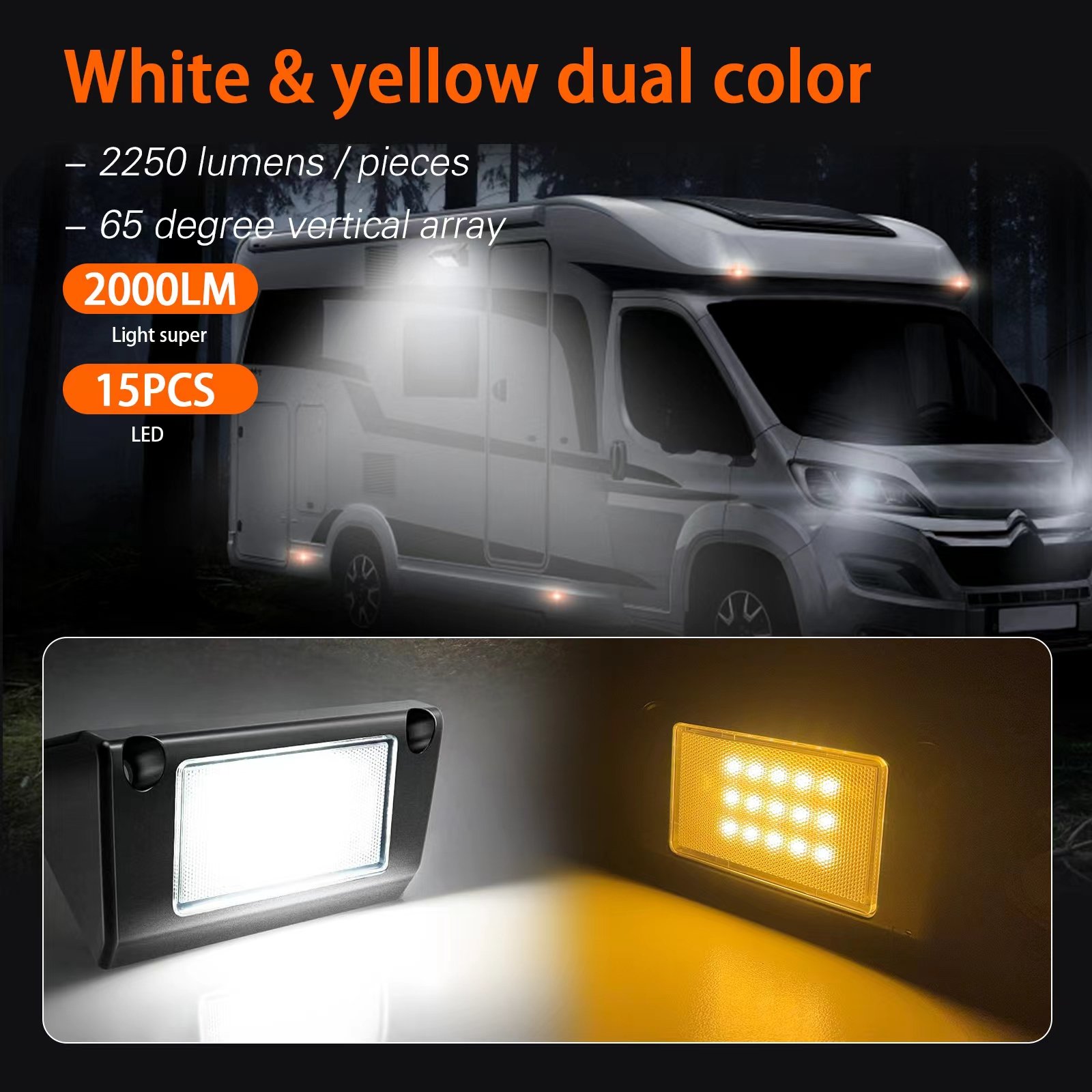Factory Wholesale Aluminum 5 Inch 45w White Yellow Exterior Light Led Outdoor Camper Lights RV Porch Light for RV Trailer Camper