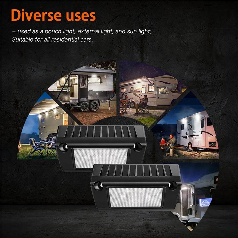 Factory Wholesale Aluminum 5 Inch 45w White Yellow Exterior Light Led Outdoor Camper Lights RV Porch Light for RV Trailer Camper
