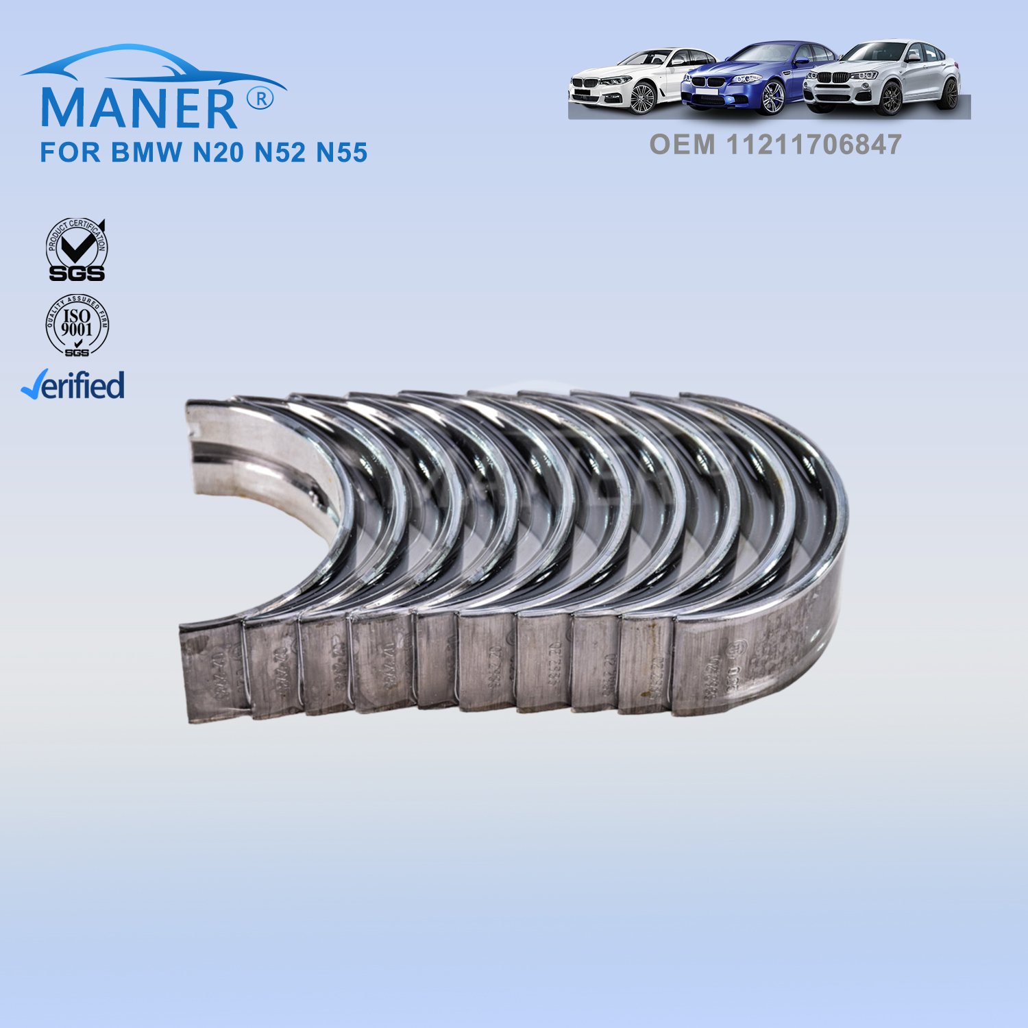 11211706847 Crankshaft Main Bearing for bmw 1 3 Compact Convertible Coupe AUTO PART MANER