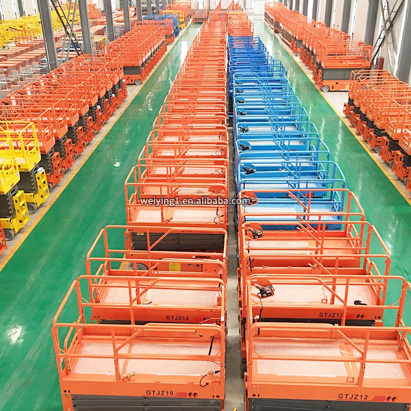 6M 12 Metre High Quality Aerial Work Platform 450KG Man Lift 4 Wheels Fully Automatic Walking Auto Electric Scissor Lift