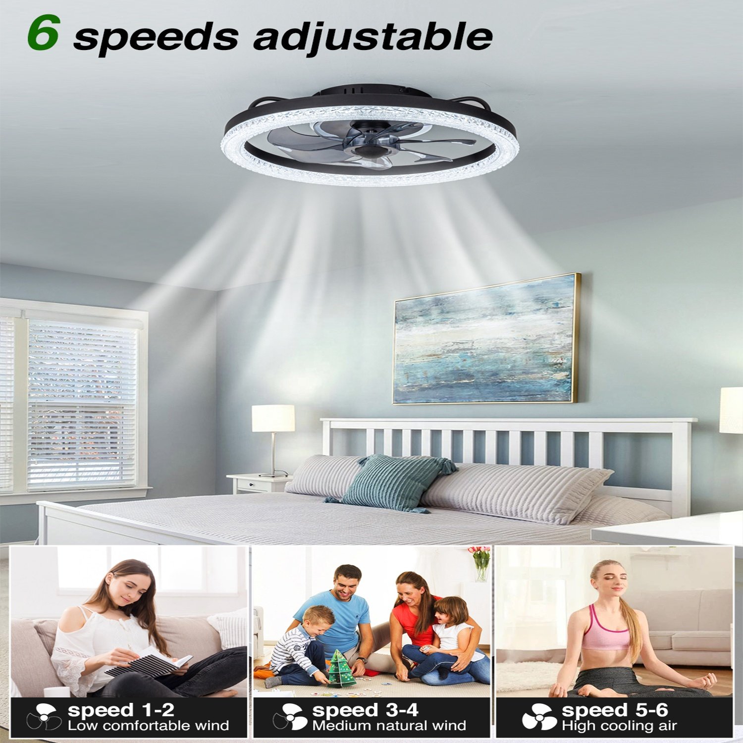 Fan Ceiling 42inc Country Ceiling Fan Retro Lanbot ETL FCC Iron Leaf Luxury Bedroom Living Room Crystal Ceiling Fans With Light