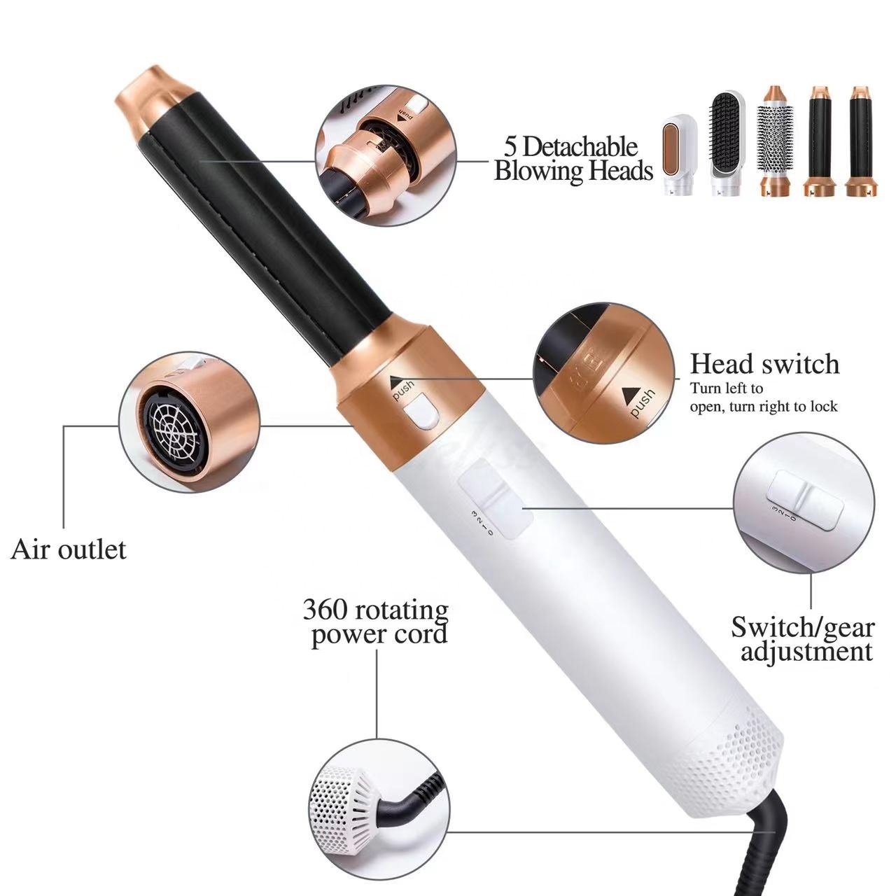 Factory Price 5 in 1 Blowout Hair Dryer Brush Hot Comb One Step Volumizer Hair Blow Dryer Brush Multi Styler