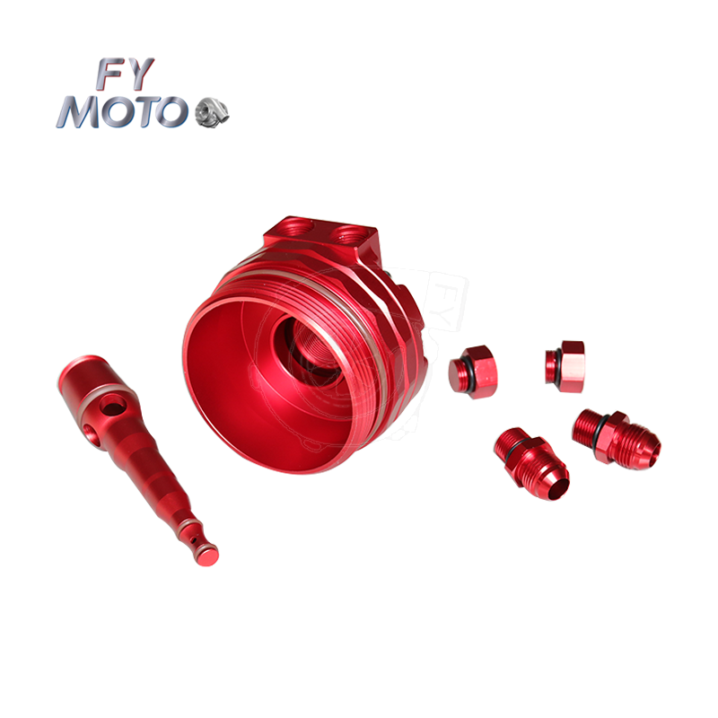 CNC Billet Oil Cooler Filter Lid Cover Cap AN10 Fittings 2 Sensor Ports for BMW M52 M54 M56 E46 E39 E60 E61 X3 X5 Z3 Z4
