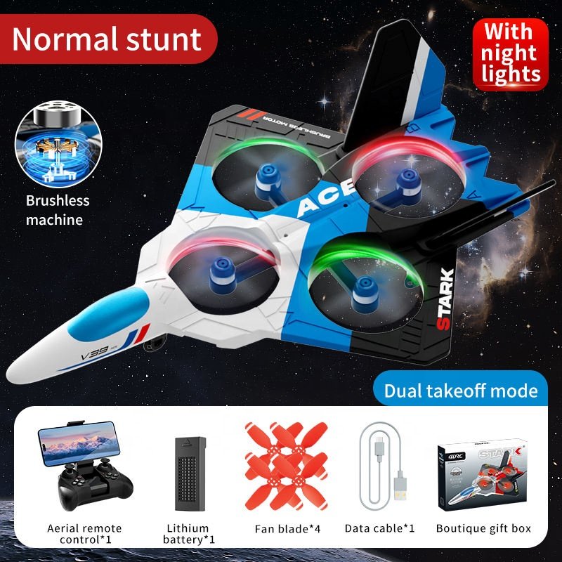 V39 Radio Drone Brushless Motor 2.4g Dual Camera EPP Glider With Light Remote Control Fighter Toys RC Aircraft for Kids