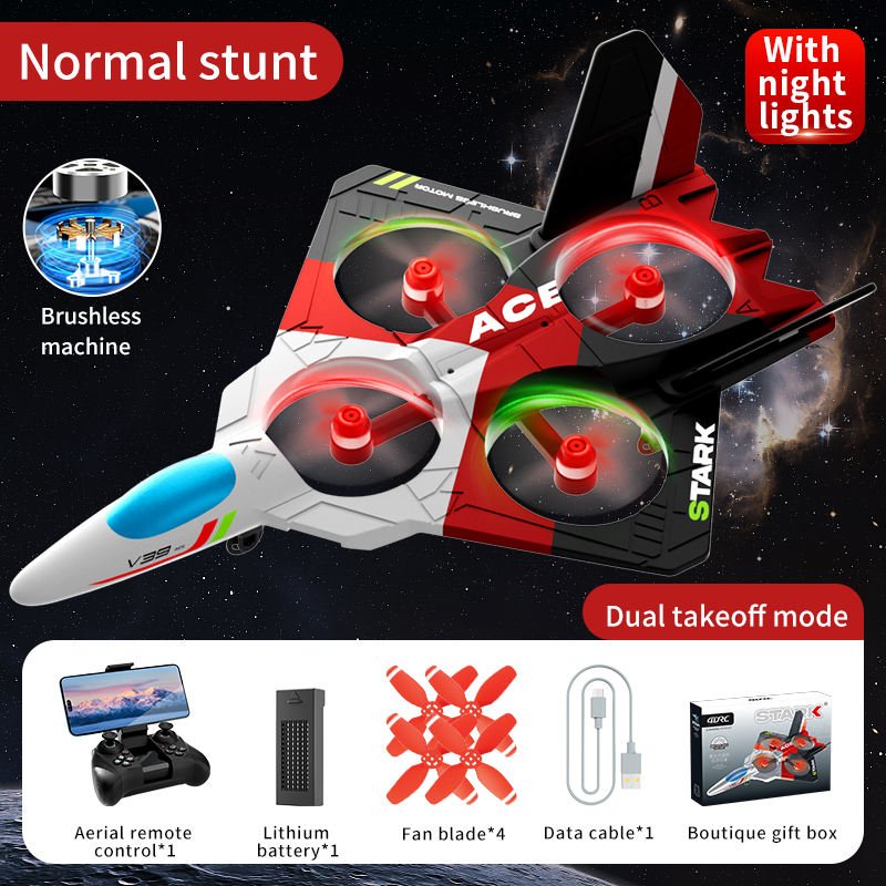 V39 Radio Drone Brushless Motor 2.4g Dual Camera EPP Glider With Light Remote Control Fighter Toys RC Aircraft for Kids