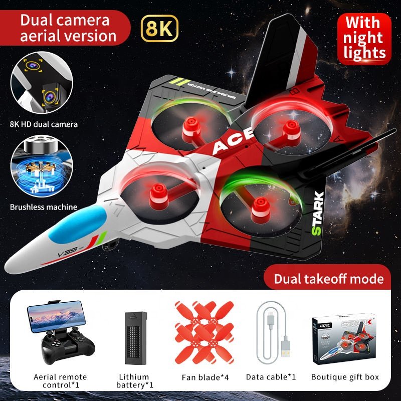 V39 Radio Drone Brushless Motor 2.4g Dual Camera EPP Glider With Light Remote Control Fighter Toys RC Aircraft for Kids