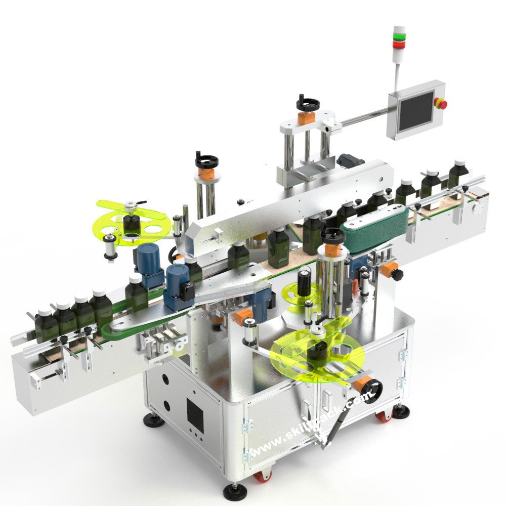 SKILT Auto Plastic Glass Bottle Double Two Sides Labeling Machine Label Sticker Machine Manufacturer