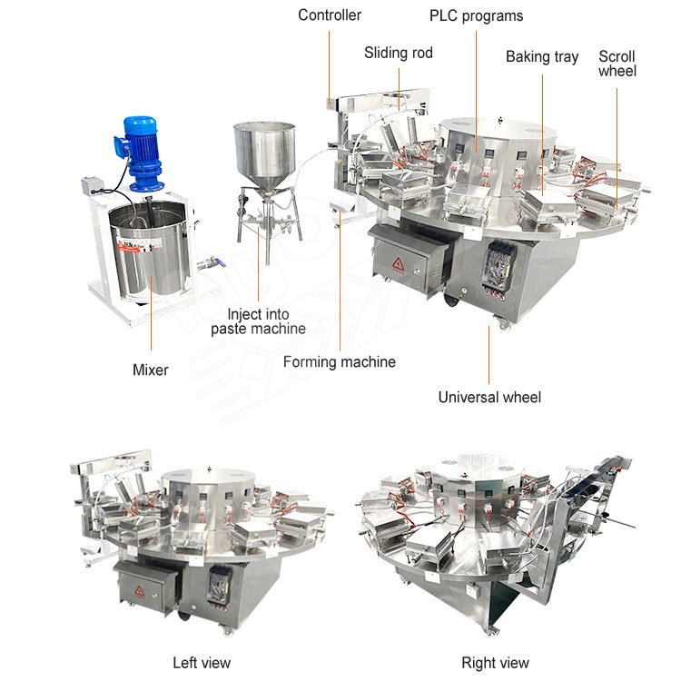 High Capacity Waffle Ice Cream Incense Cones Making Machine