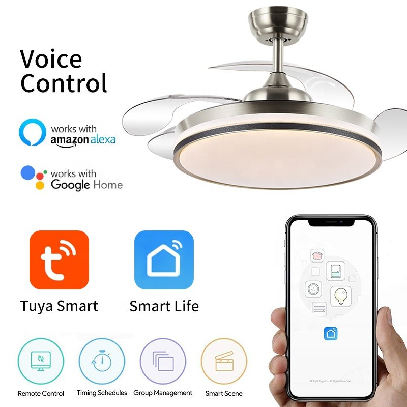 Y195 Modern Remote Control 42 in Bladeless 110/220v Ceiling Fans with Lights Lamp Led Designer Luz Con Ventilador Oculto Techo