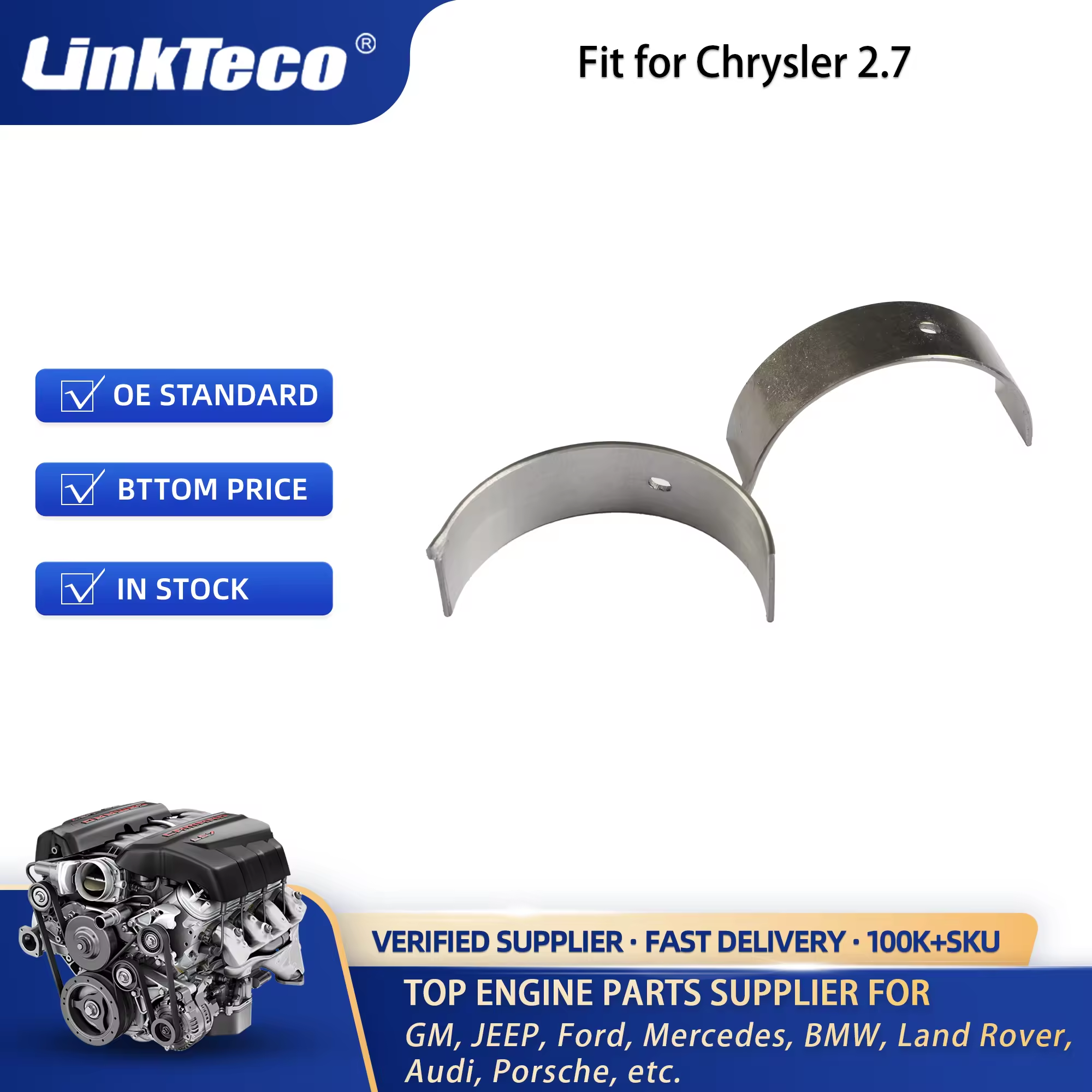 Linkteco Con-Rod Bearing +0.5 for Jeep Grand Cherokee RAM 1500 EcoDiesel L630 A630 EXF 3.0L 2011-2021 68147234AA 68229245AA