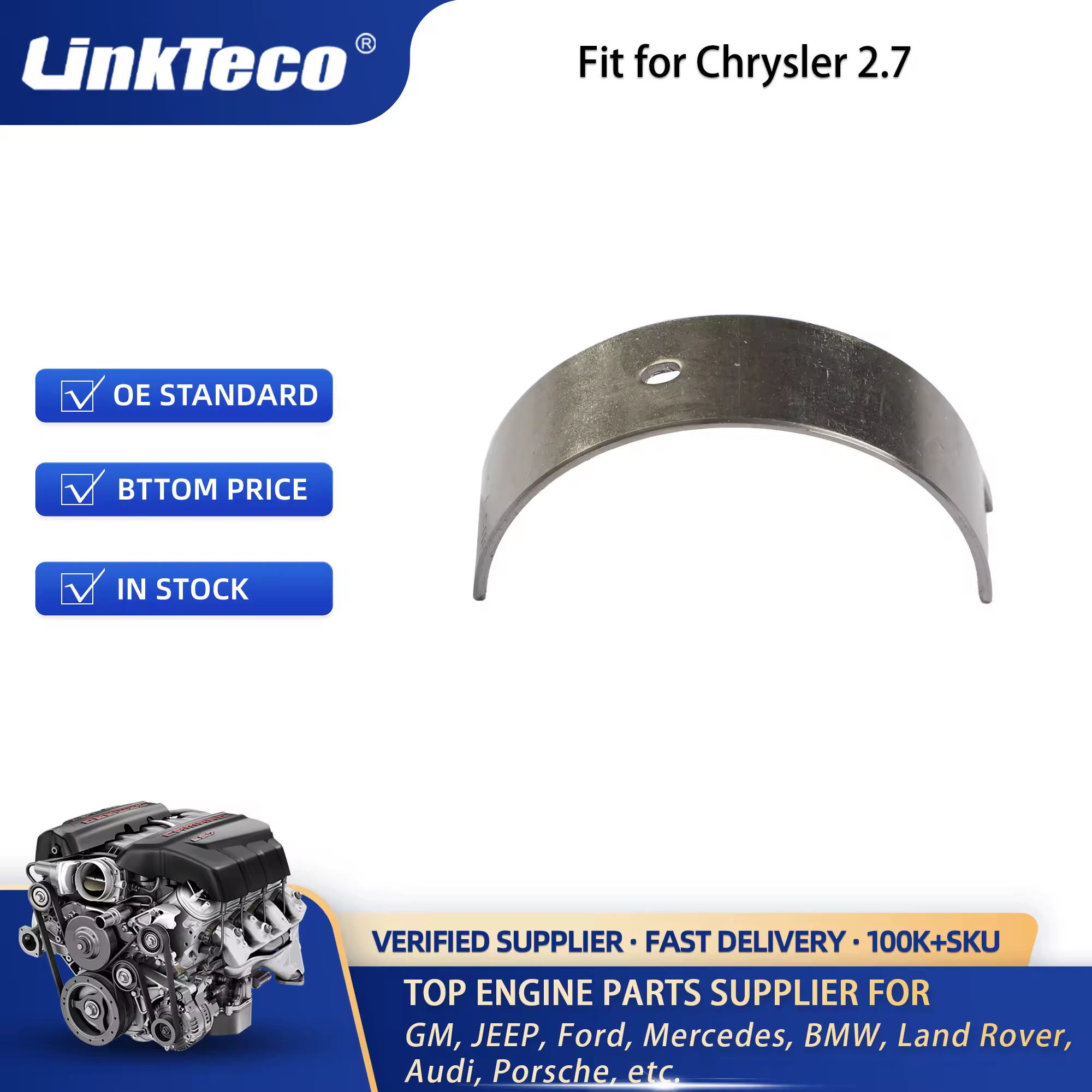 Linkteco Con-Rod Bearing +0.5 for Jeep Grand Cherokee RAM 1500 EcoDiesel L630 A630 EXF 3.0L 2011-2021 68147234AA 68229245AA