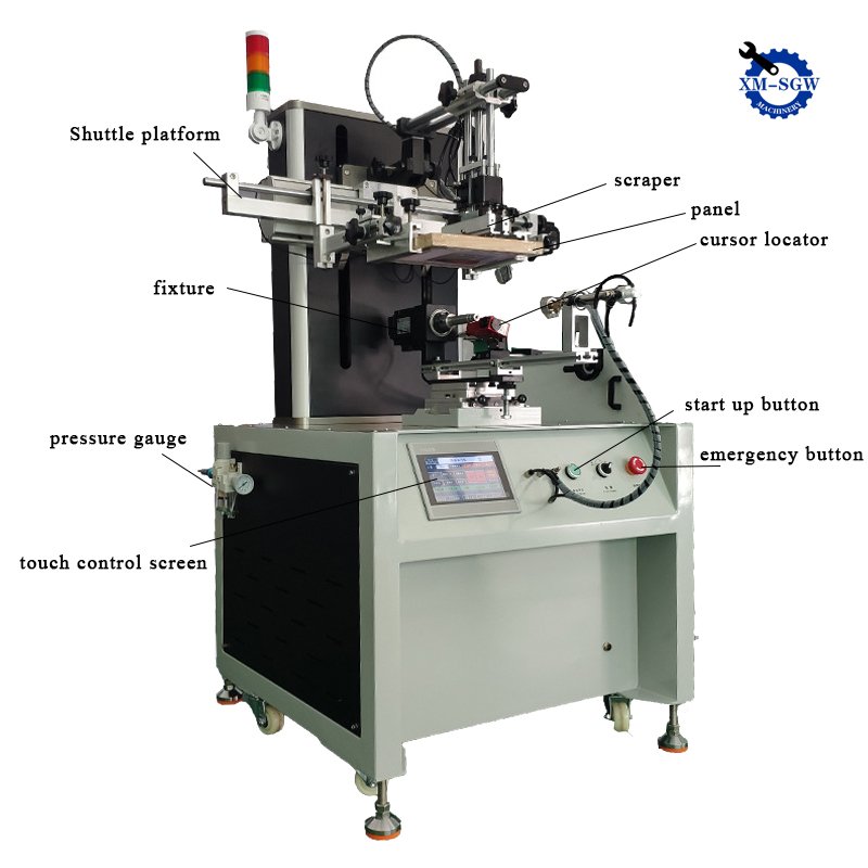 New Product PLC Control Semi Automatic Round Surface Bottle Screen Printing Machine for Plastic Bottle with LED UV Curing