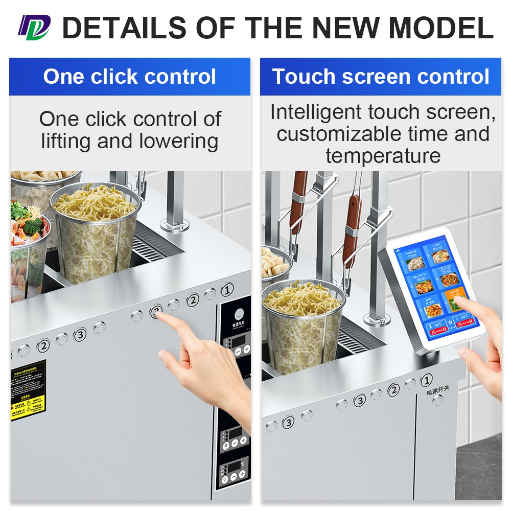 Commercial Noodle Cooker Electric Boiled Noodles 3 Heads Smart Automatic Lift Ramen Noodle Pasta Cooking Machine
