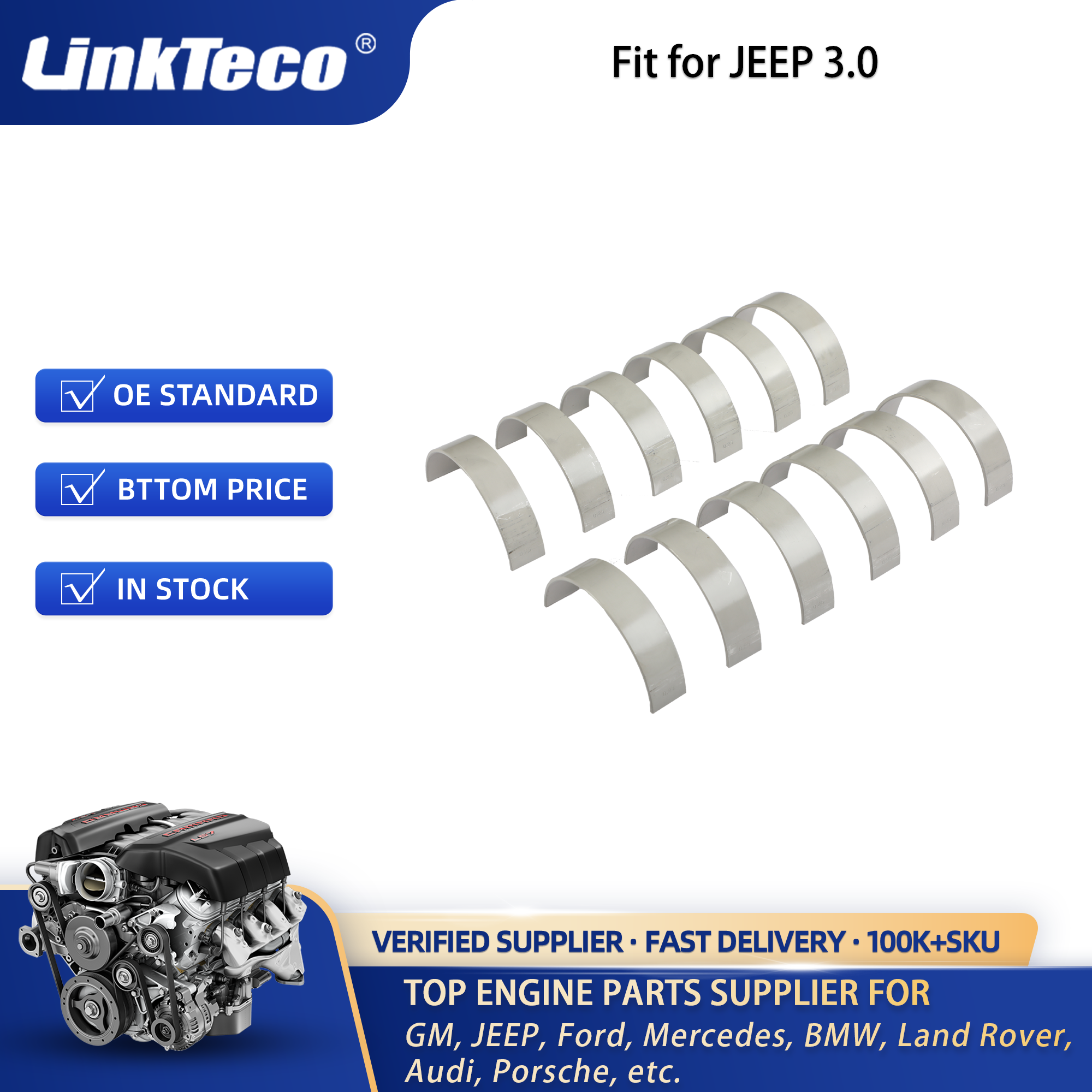 Con Rod Bearing for Jeep Grand Cherokee EXF RAM 1500 EcoDiesel L630 A630 3.0L STD/+0.25 847950 CR6900SV 68147234AA 68229245AA