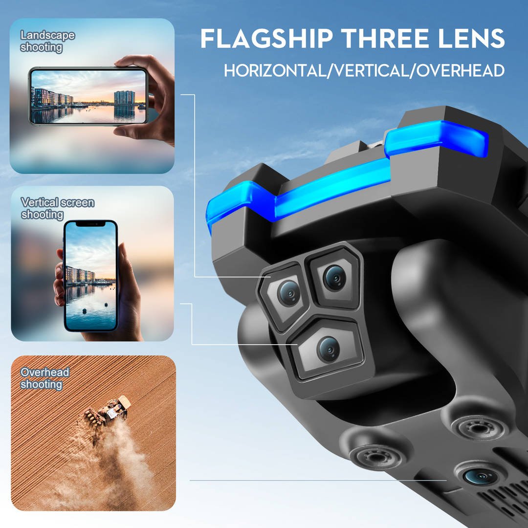 JHD S8S RC Drone Brushless 8K Three ESC Camera Optical Flow Obstacle Avoidance Headless Mode Foldable Quadcopter Kids Toys Dron