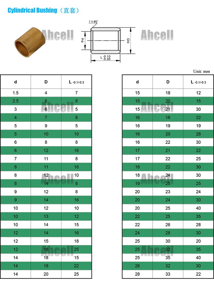 Stamping Accessories Self Lubricating Washing Machine Bearing Sleeve Oil Impregnated Bronze Bushing