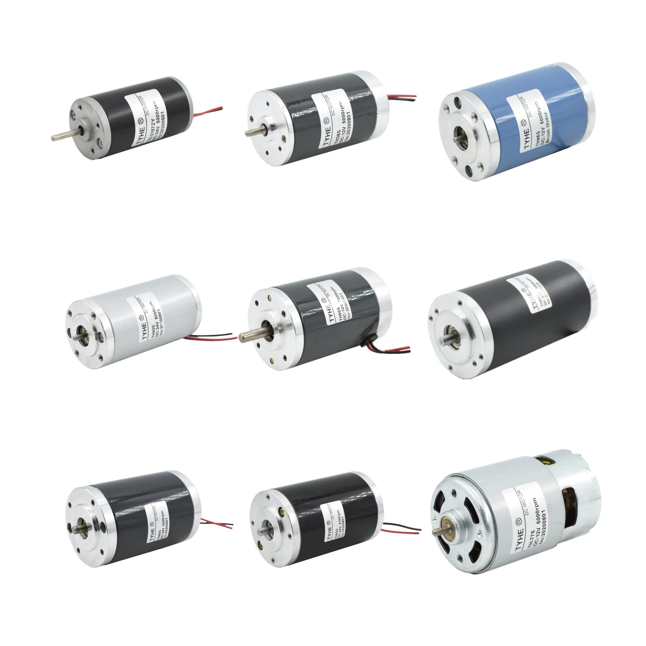 TYHE Good Price Speed Adjustable 45mm Housing 12v 24v 4500rpm 4800rpm 6000rpm 7000rpm 9000 Rpm 60 Watt Brush Dc Motor with Ce