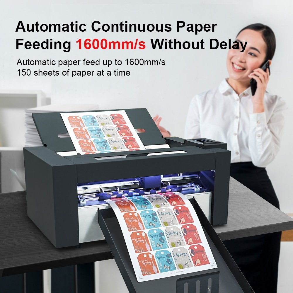 ZD350 Ultra Automatic Servo Motor 1600mm/s High Speed Paper Cutter Machine CCD Camera Kiss Full Cut A3 Sticker Cutting Machine