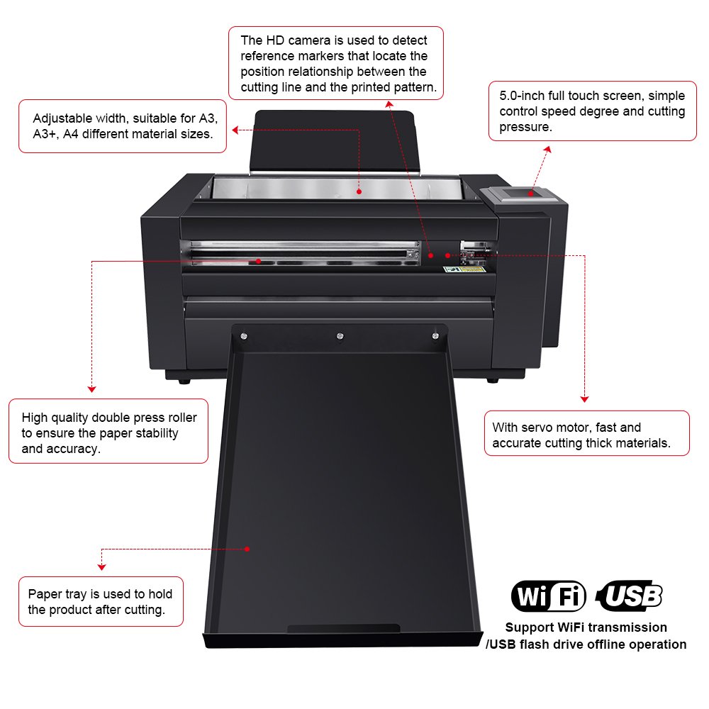 Purcell A3+ Multi Sheet Auto Feeding Label Cutting Machine CCD Camera Sticker Die Cutting Machine Label Cutter Plotter