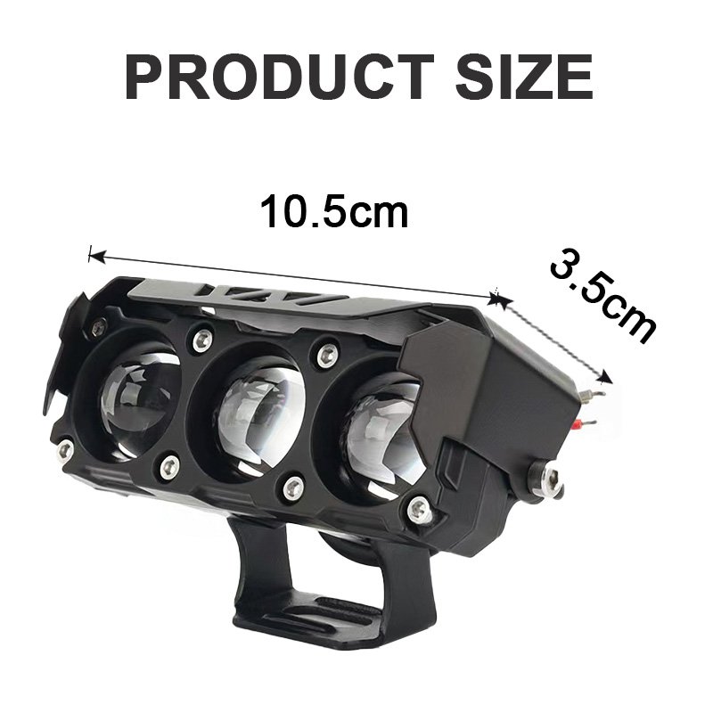 Fixed Model Three-eye Motorcycle Spotlight Two-color Bulb Headlight Led Electric Motor Lamp Near Yellow Far White High Light