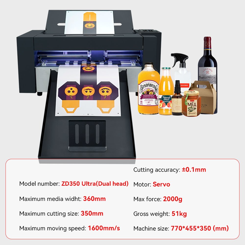 Newest Servo Motor A4 A3+ Size Dual Head Label Sticker Cutting Machine Automatic Digital Die Cutter Paper Box Cutting Machine
