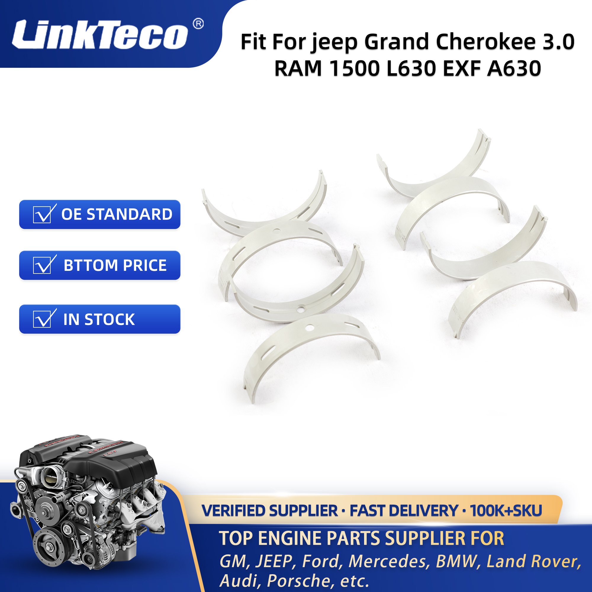Engine Bearing for 2014-2022 Jeep Grand Cherokee EXF RAM 1500 EcoDiesel L630 A630 3.0L +0.5 CR6900SV 68147234AA 68229245AA