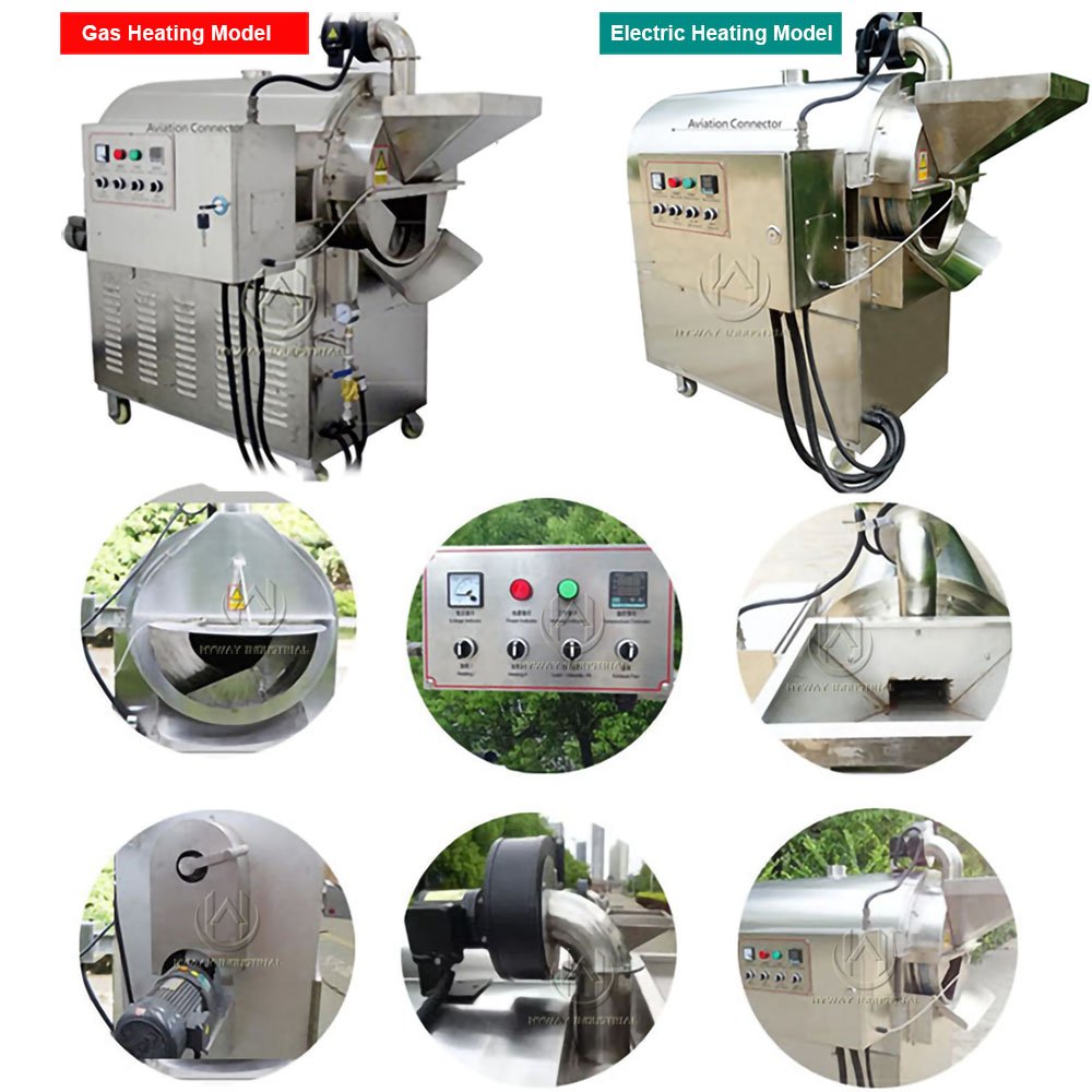30-500kg/batch Stainless Steel Electric Gas Heating Coca Coffee Beans Grain Pistachio Soybean Seeds Nut Roaster Roasting Machine
