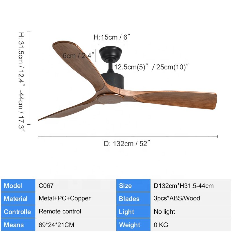 C067 52 INCH Ceiling Fan Without Light VENTILADOR FLY AGOTADO DC APP CONTROL