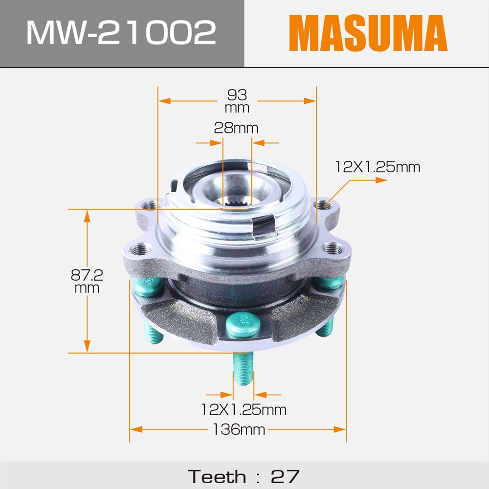 MW-21002 MASUMA Vehicles Accessories Auto Bearing Rear Wheel Hub 40202-CG110 40202-CG11B 40202-EG36C for INFINITI FX30D