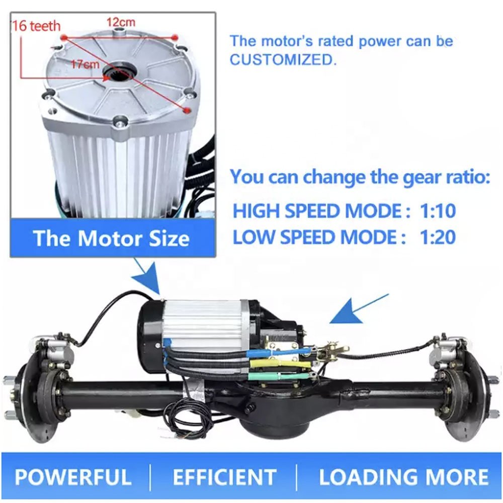 3 Wheels Electric Tricycle 1000W 48V Electric Differential Rickshaw Tricycle With Disc Brake Rear Bridge