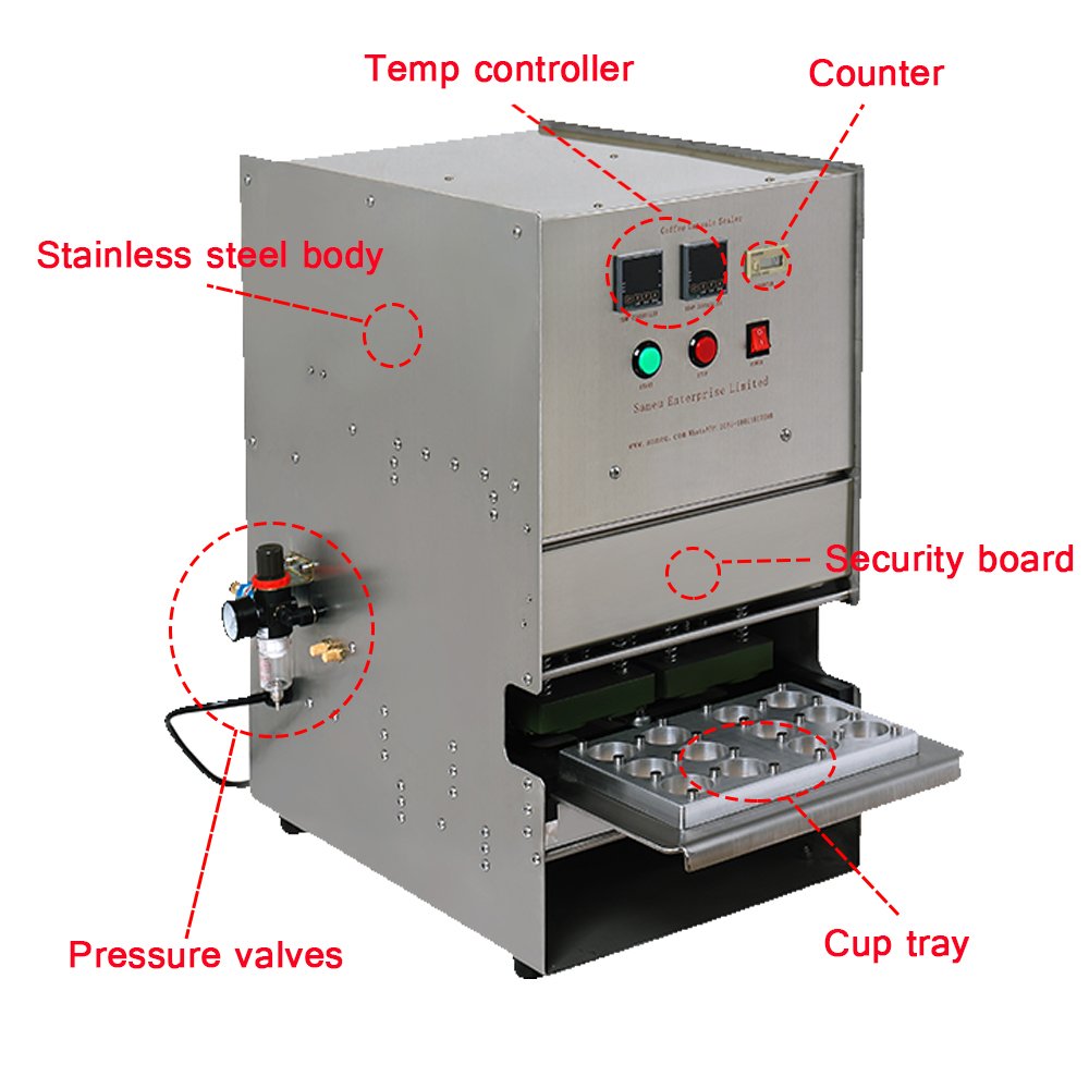 Model SA-12 K Cup Coffee Semi Automatic Sealer Machine Electrical Pneumatic Auto intelligent Heat Sealing