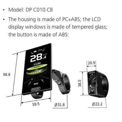 DP C010 Colourful BT5.0 Display Screen Bafang Can Bus 36V 43V 48V 52V Motor DPC010 Display