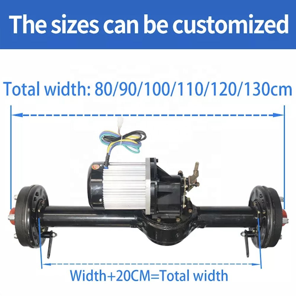 Big Power Brushless DC Motor 1200W 3000W 48V 60V 72V Electric Differential Rickshaw Tricycle With Disc Brake Rear Bridge