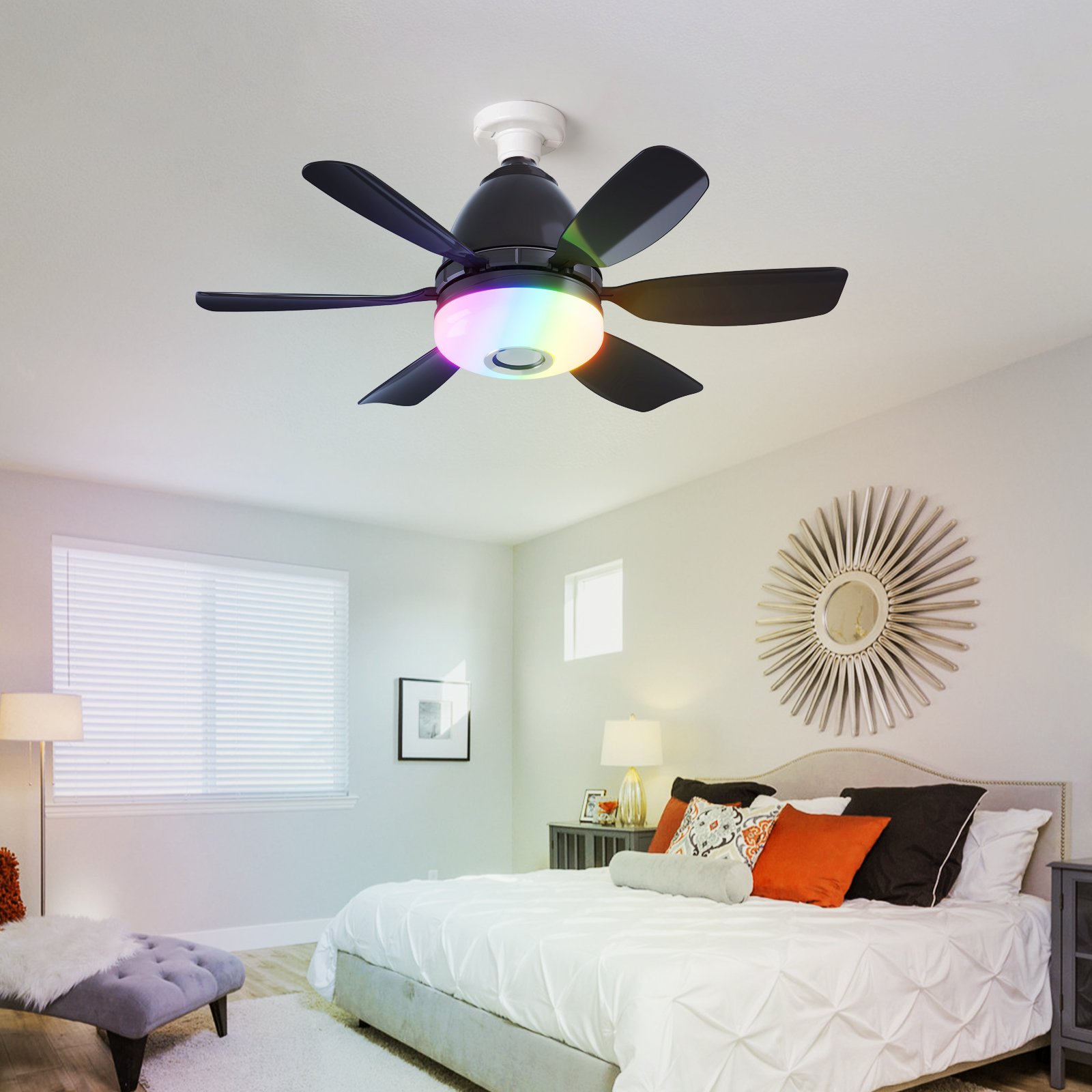 Ceiling Fan Fan Bulb Moving Head 360 Rotating Rotation Remote Control Electric Dimming White E27 Modern Ceiling Fan With Light