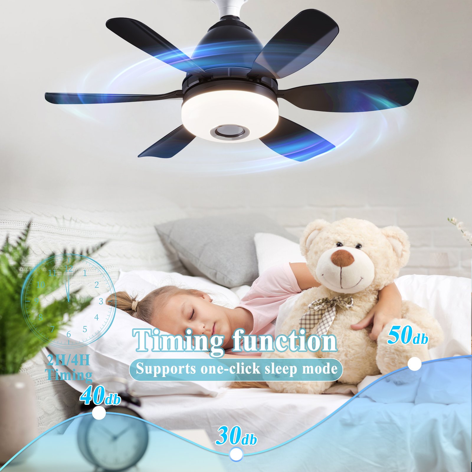 Ceiling Fan Fan Bulb Moving Head 360 Rotating Rotation Remote Control Electric Dimming White E27 Modern Ceiling Fan With Light