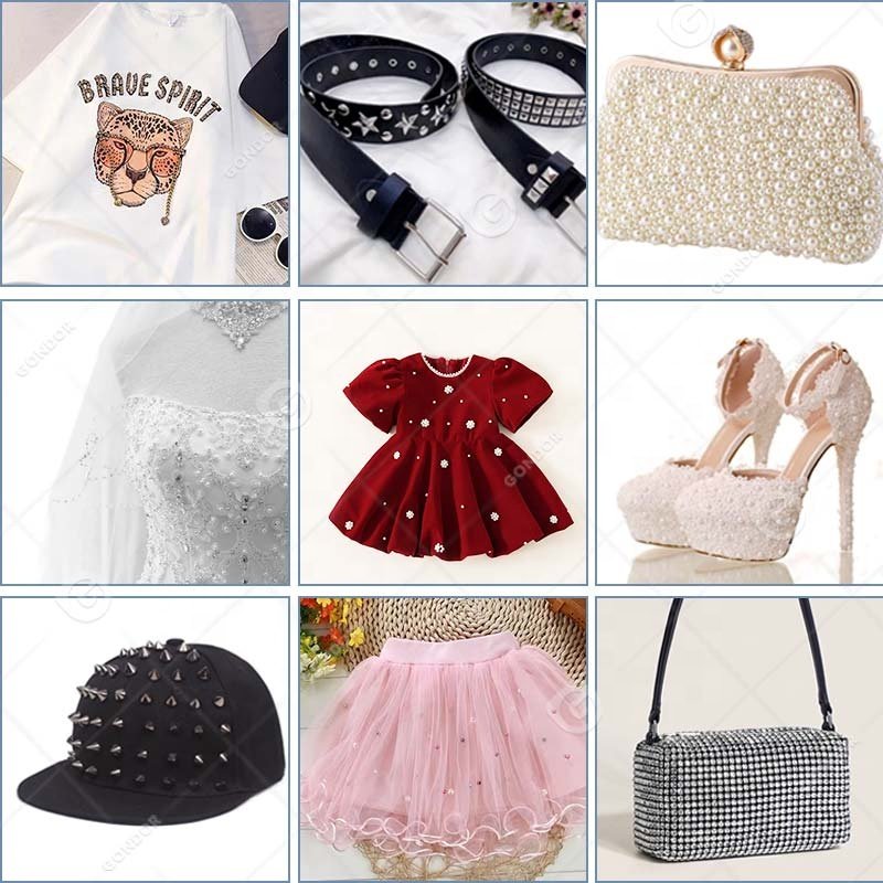 Fabric Automatic Pearl Bead Punching Nail Riveting Sewing Attach Fix Setting Machine for Tool and Clothes