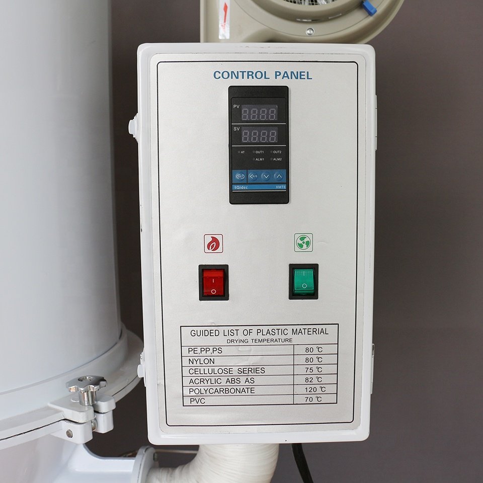 Automatic 165 Lbs/ 75kg Hopper Dryer for Plastic Injection Molding PLC Motor Core Components Included Plastic Drying Machines