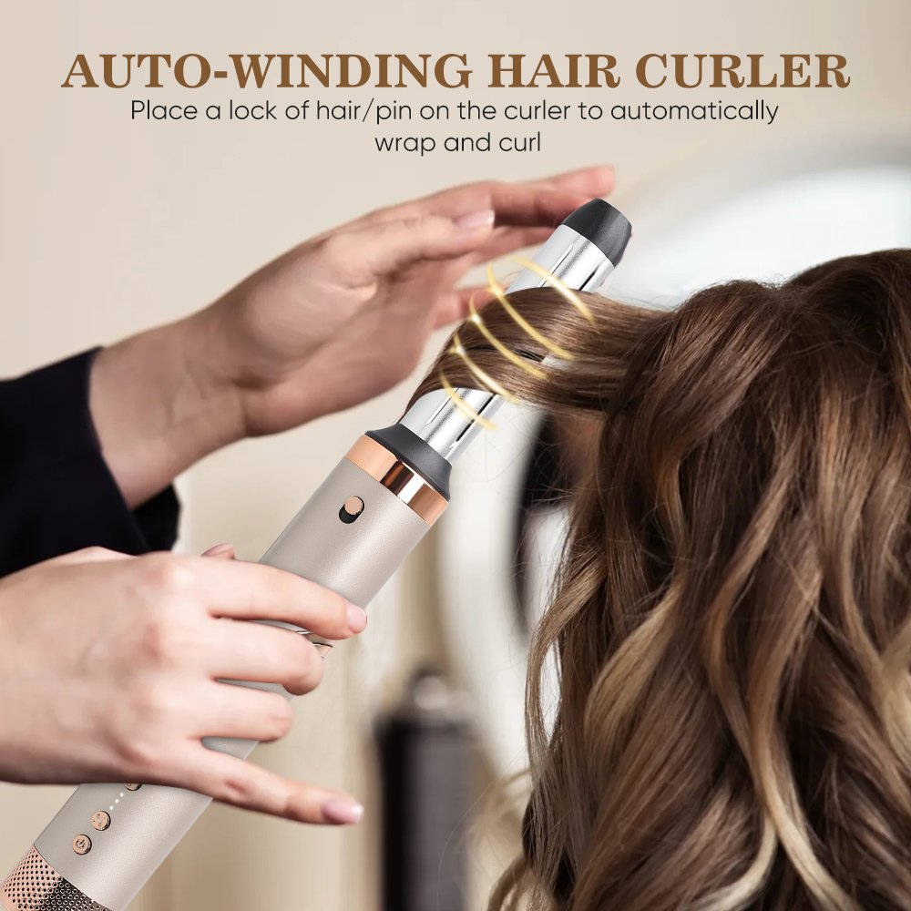 7 in 1 Hot Air Brush Metal Blow Drier 110000 Rpm Multi Styler Brushless Foldable High Speed Hair Dryer Rotating Brush