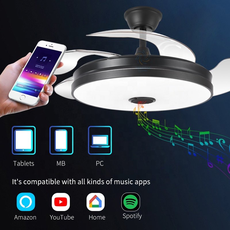 2030 110V 220V 42inch Fan Ceiling Fan Hidden Blades with Speaker